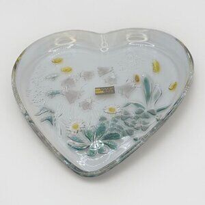 Cinderella Savoir Walther Crystal Heart Carnival Glass Tray 10" Vintage Germany